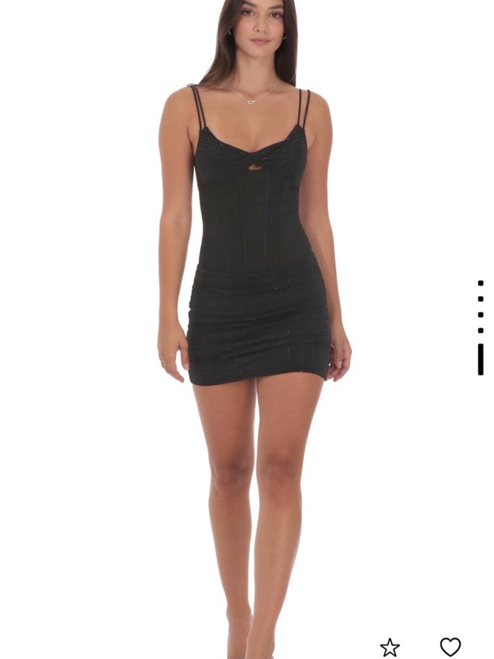 Lucy in the Sky Mesh Corset Rhinestone Mini Dress in Black (XS)